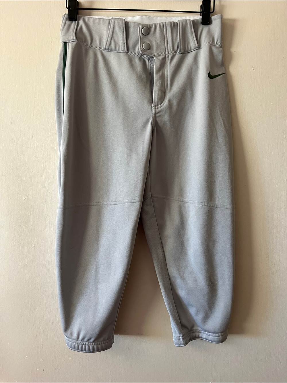 Nike Boys Baseball Pants Grey/Green stripe
